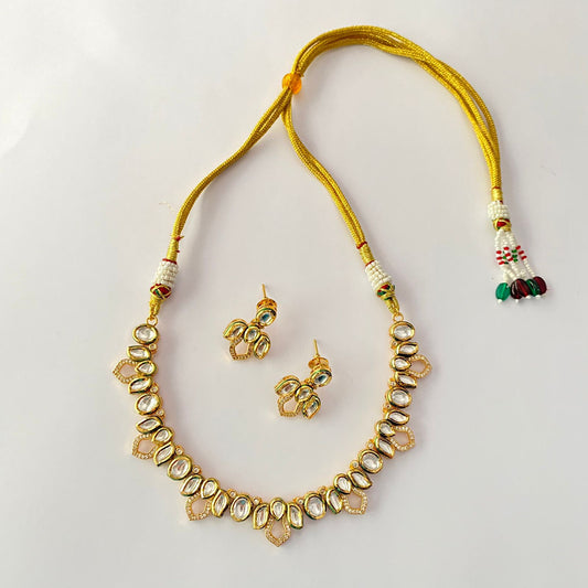 Gold Plated Kundan Necklace Set