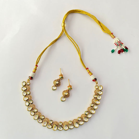 Gold Plated Kundan Necklace Set