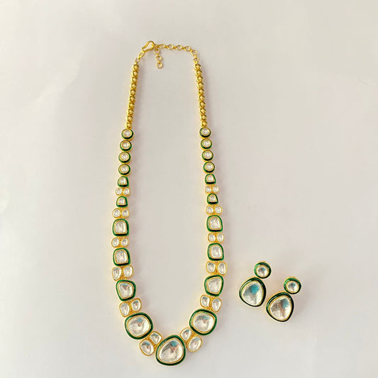 Gold Plated Polki Necklace Set