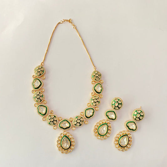 Polki Gold Plated Necklace Set