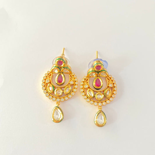 Ruby Stone Kundan Chandbali Light Weight Earring