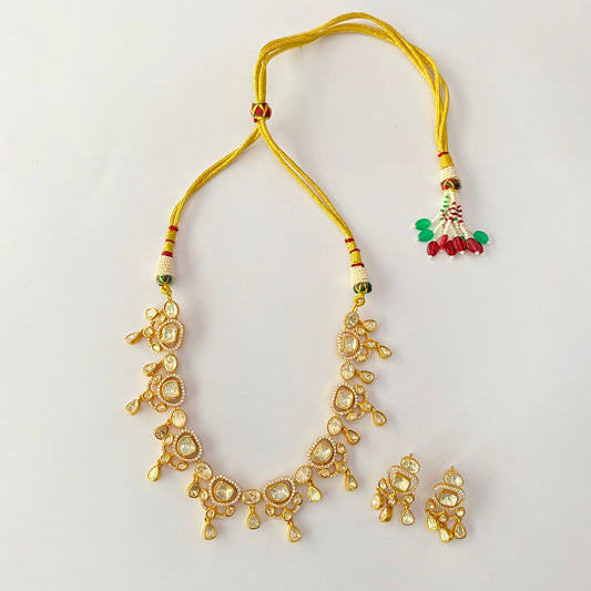 Gold Plated Moissanite Necklace Set.