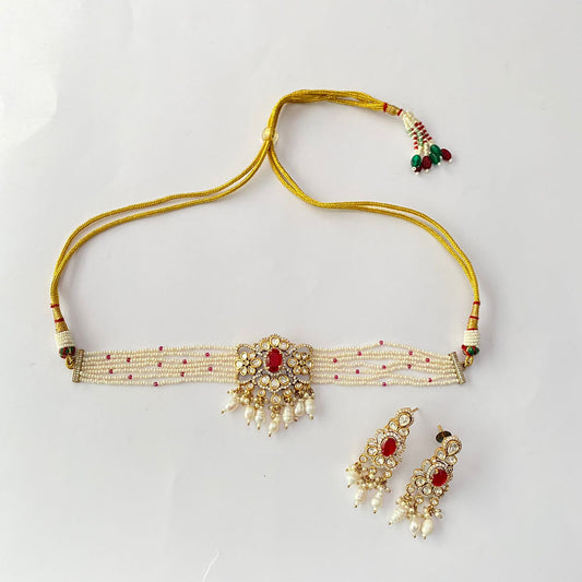 Kundan Moissanite Ruby Choker Set