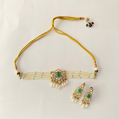 Kundan Green Moissanite Choker Set