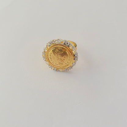 Victorian Gold Plated Round Adjustable Ring
