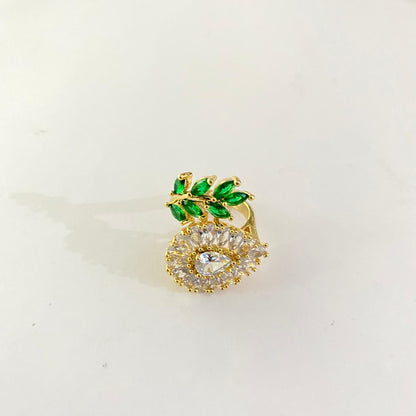 Diamond Gold Plated Adjustable Ring