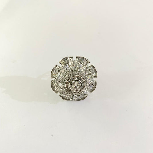 A.D Stone Silver Plated A.D Ring