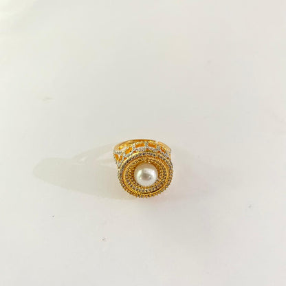 A.D Pearl Gold Plated Adjustable Ring