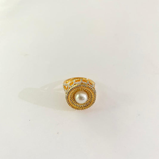 A.D Pearl Gold Plated Adjustable Ring