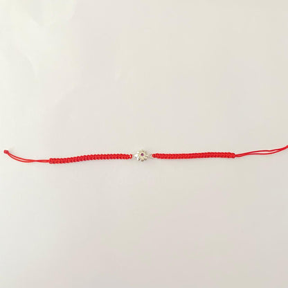 Pure silver Floral red roli Rakhi