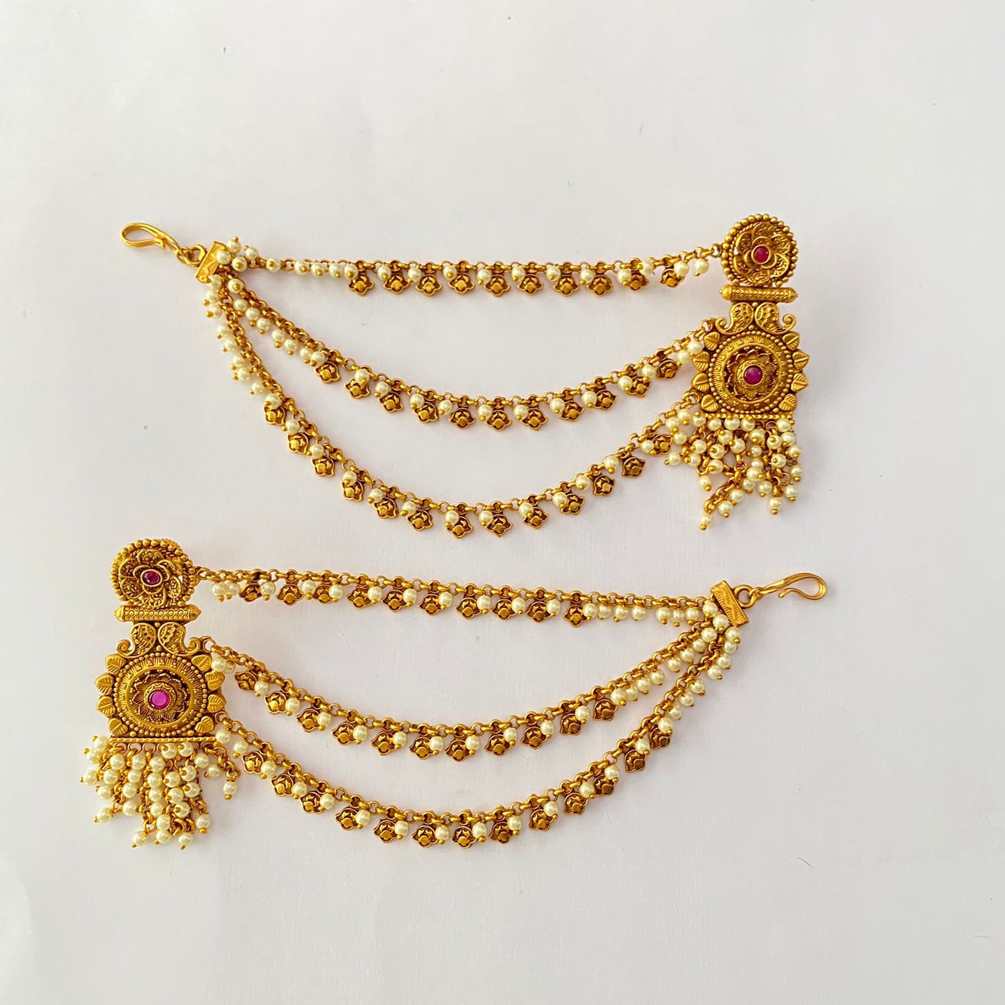 Traditional Pearl Antique Gold Plated  Layer Earring
