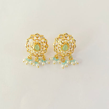 Jadau Stud With Pearl Hanging  Earring