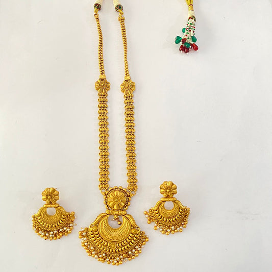 Traditional Antique Gold Plated Long Necklace