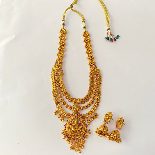 Gold Plated Laxmi Temple Necklace Set