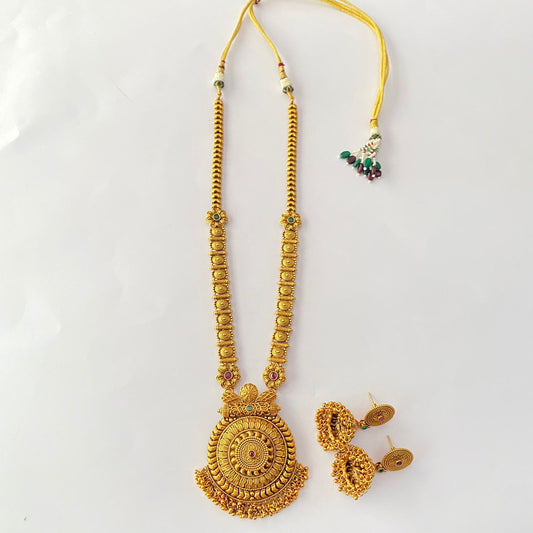 Long Temple Gold Plated Necklace Set