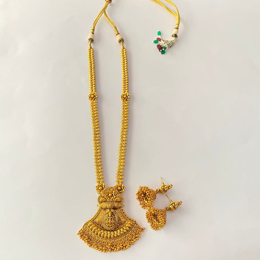 Gold Plated Laxmi Long Necklace Set