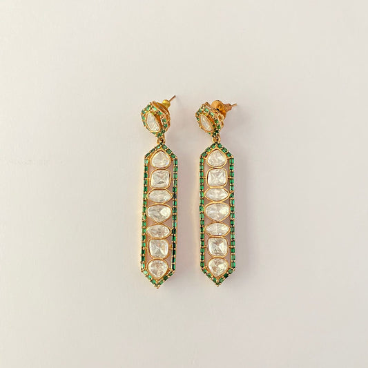 Polki Green Stone Dangler Earring