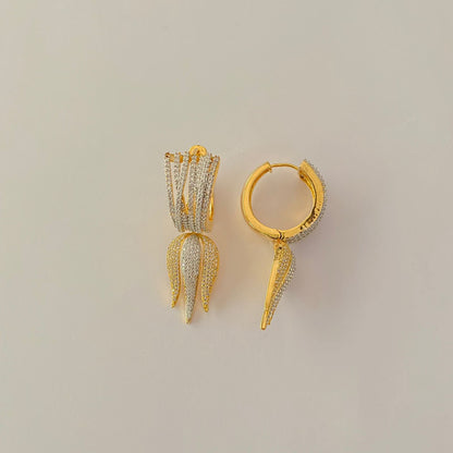 Silver & gold Plated A.D Stone Stylish Hoop earring