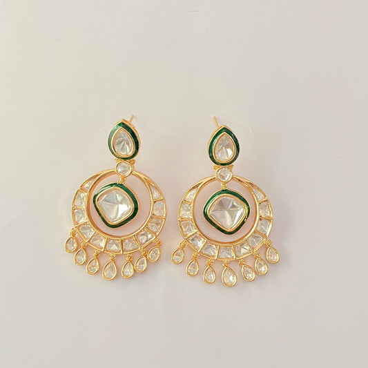 Stylish Polki Gold Plated Chandbali Earring