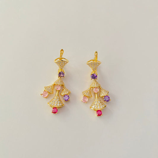Stylish Multi Colour Gold Plated dangler earring