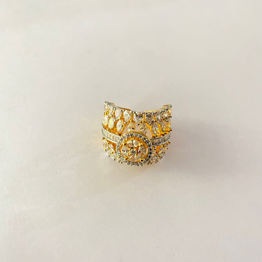 Gold Plated Diamond Big Ring
