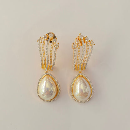 Classy A.D pearl Drop dangler  Gold plated Earring