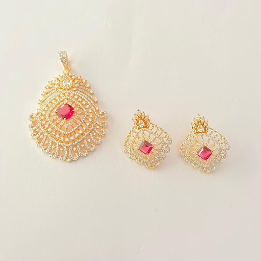 Ruby Diamond Classic Big Pendant set