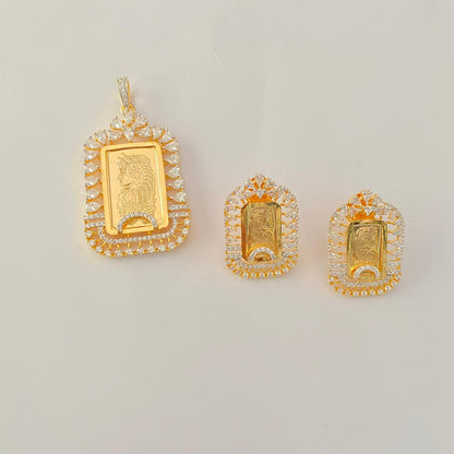 Diamond Gini Gold Plated Classic Pendant set