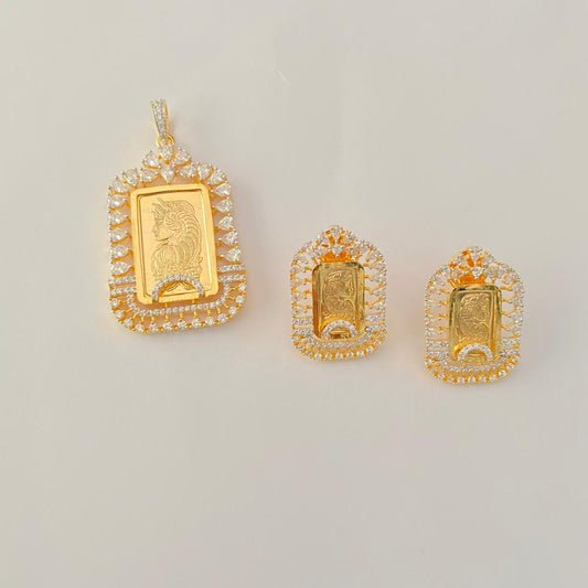 Diamond Gini Gold Plated Classic Pendant set
