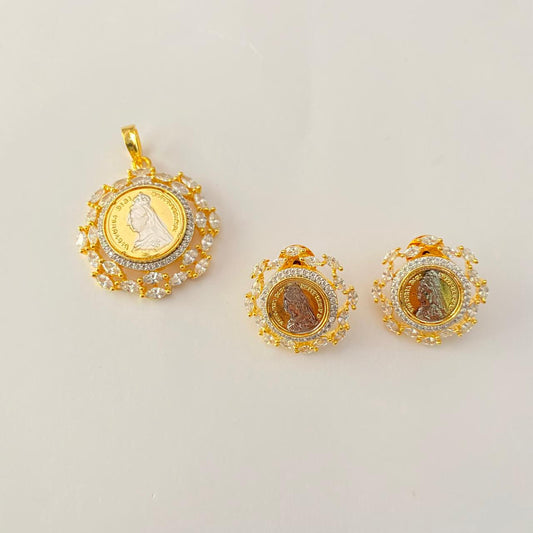 Diamond Gold Plated Gini Classic  Pendant Set