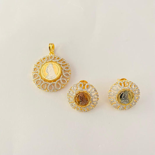 Diamond Gold Plated Gini Classic  Pendant Set  desing 4