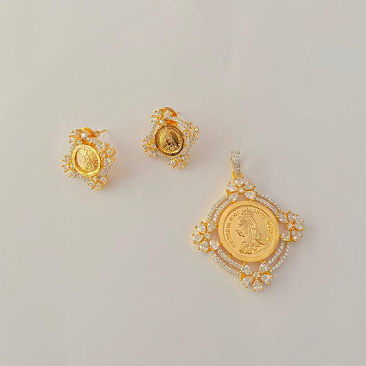 Diamond Gold Plated Gini Classic  Pendant Set  desing 5