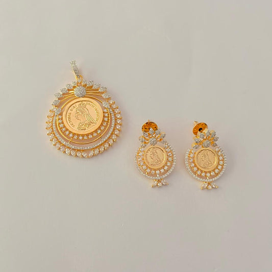 Diamond Gold Plated Gini Classic  Pendant Set  design 6