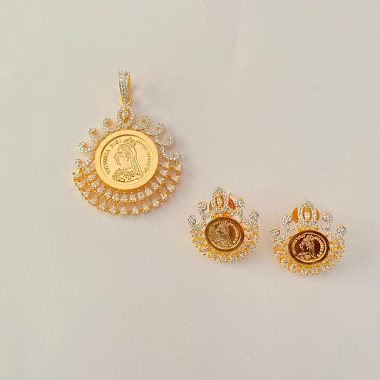 Diamond Gold Plated Gini Classic  Pendant Set  design 7