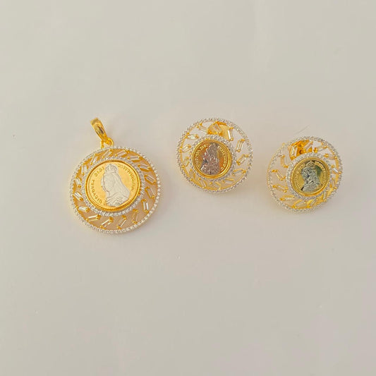 Diamond Gini Gold Plated Classic  Pendant Set Design 8