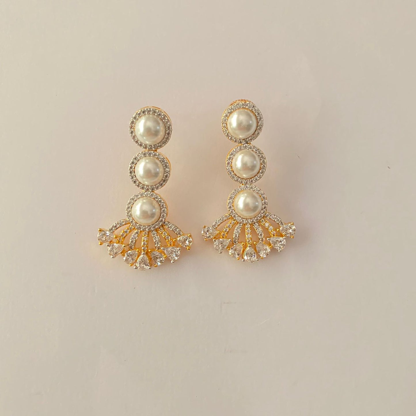 Pearl Gold Plated A.D  Earring