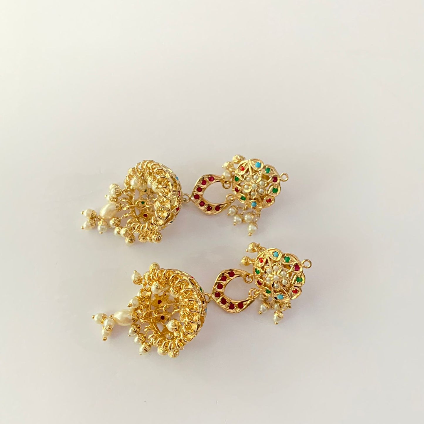 Gold Plated Multi Jadau Jhumka Earring