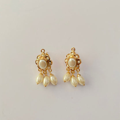 Gold Plated Small Pearl Jadau Earring
