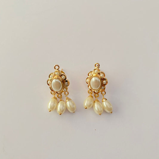 Gold Plated Small Pearl Jadau Earring