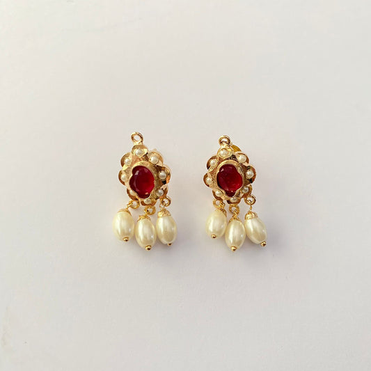 Pearl Ruby Small Jadau Earring