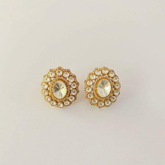 Polki Gold Plated Stud