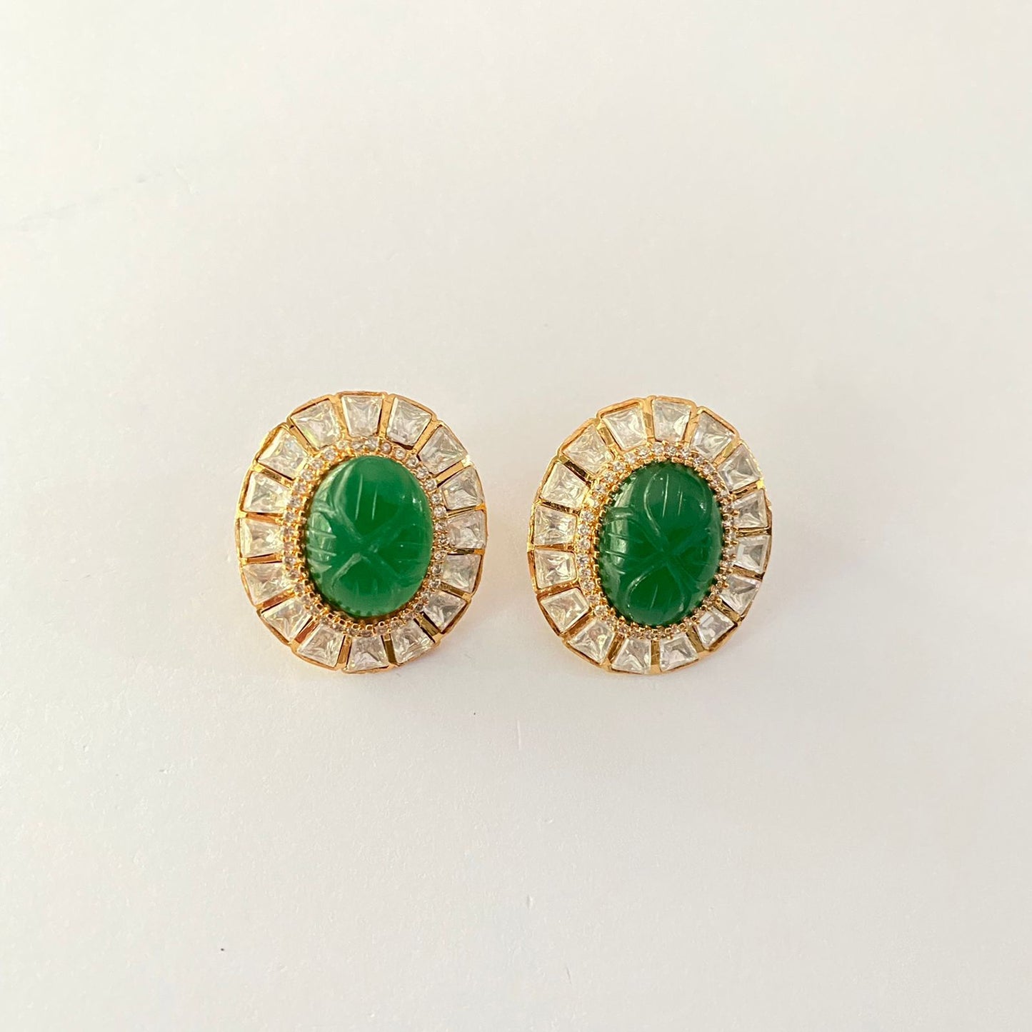 Green Gold Plated Polki Stud
