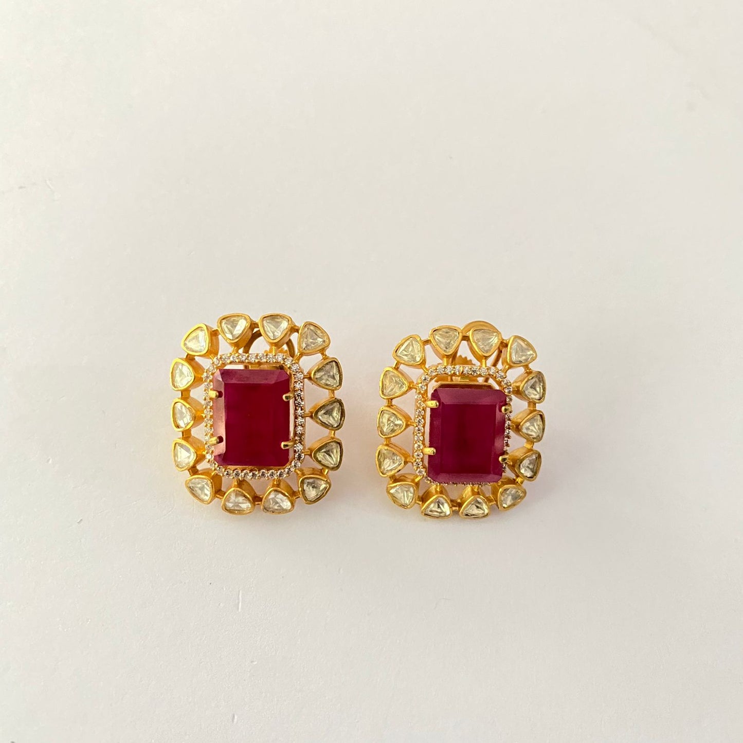 Gold Plated Moissanite With Back Clip Stud