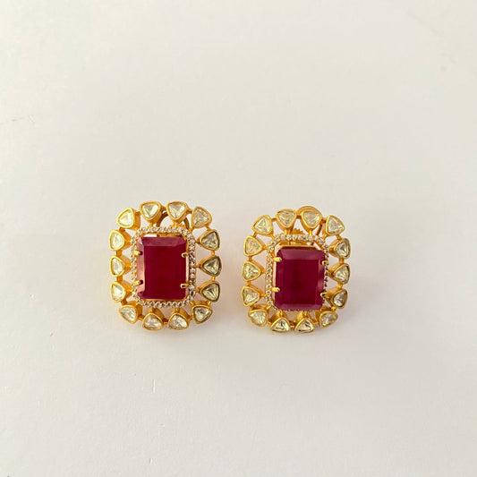 Gold Plated Moissanite With Back Clip Stud
