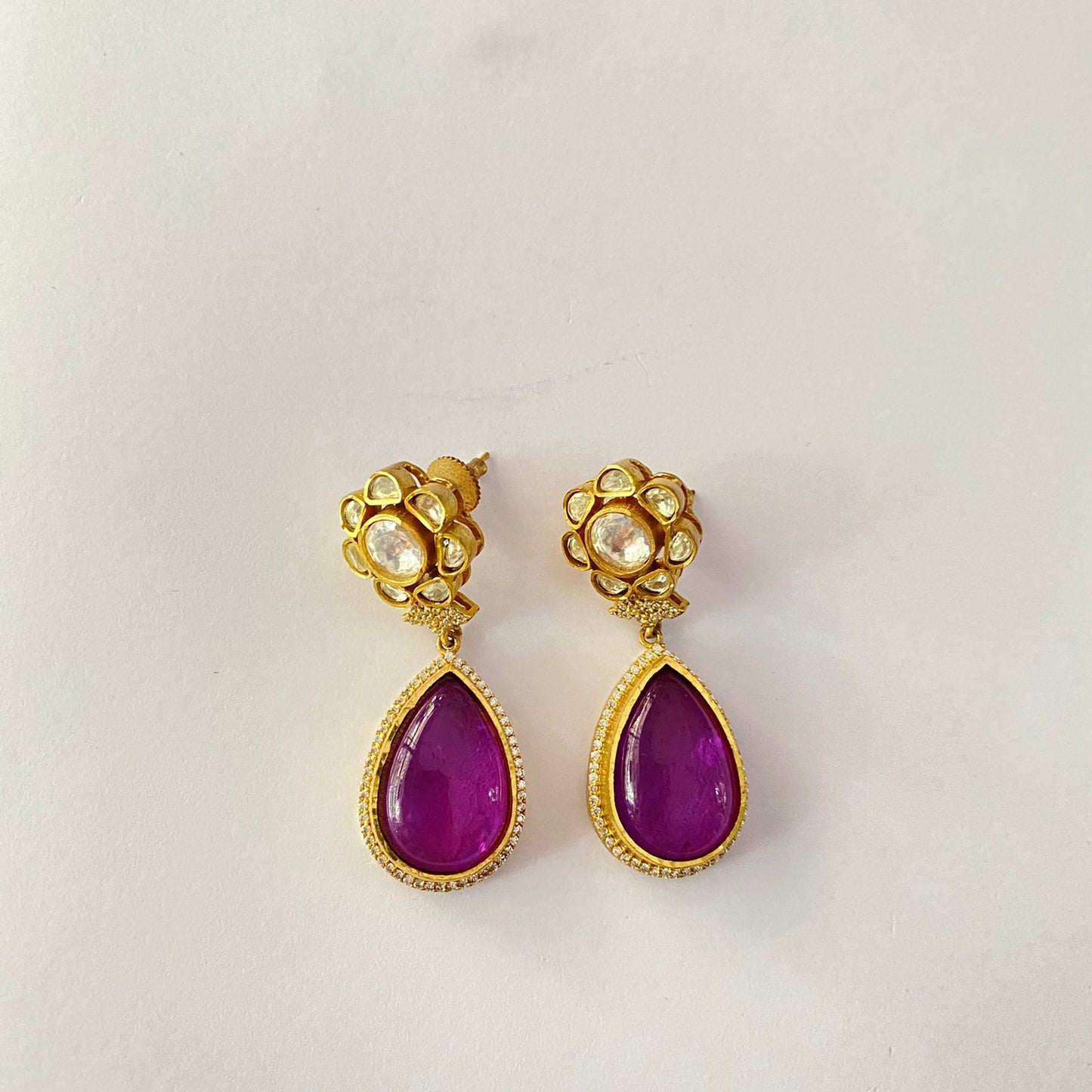 Purple Kundan Earring