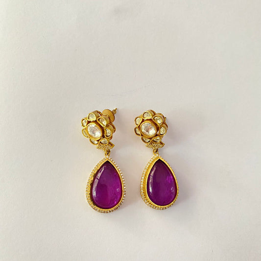 Purple Kundan Earring