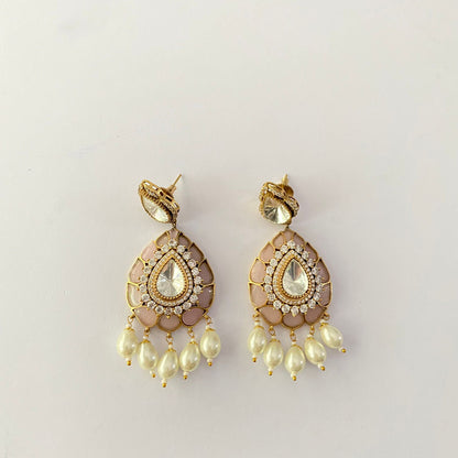 Drop Pearl Polki Earring