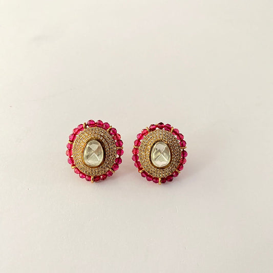 Ruby Polki Stud With Back Clip
