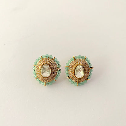 Polki Aquamarine Stud With Back Clip