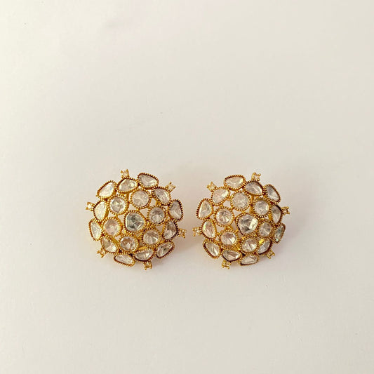 Moissanite Gold Plated Stud With Back Clip